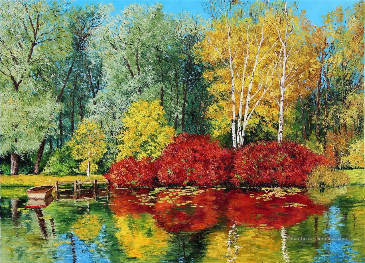 étang d’automne jardin Peintures à l'huile